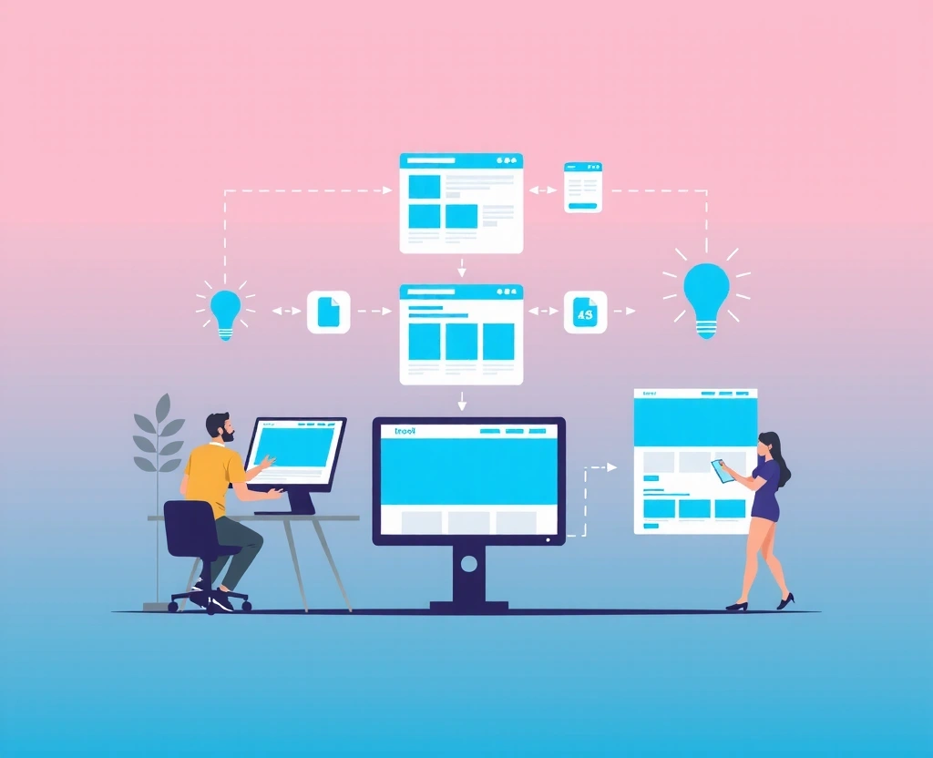 Web design process illustration